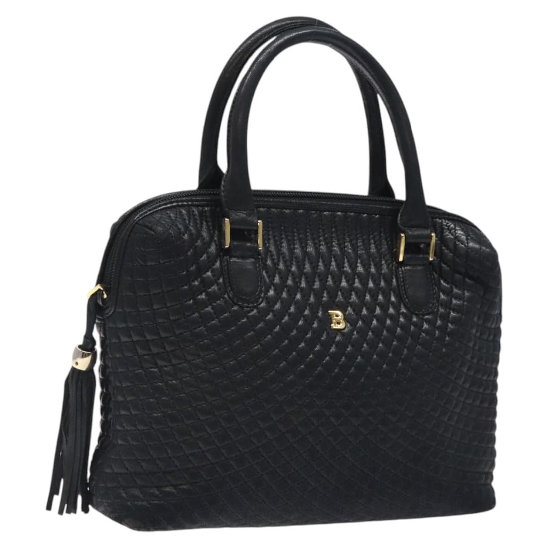 BALLY Quilted Leather Hand Bag Black Gold Made in Italy BA1183 (1 of 18)