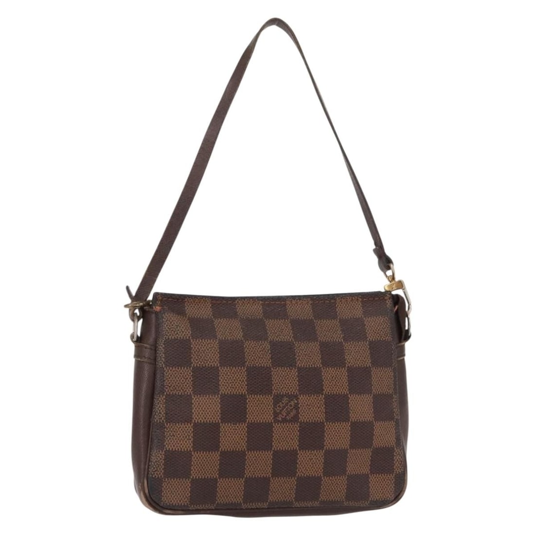 LOUIS VUITTON Damier Ebene Makeup Pouch N51982 Auth France: LOUIS VUITTON Damier Ebene Makeup Pouch N51982 Auth France This authentic Louis Vuitton Damier Ebene Makeup Pouch is a stylish and functional accessory crafted from durable Damier Ebene Canvas. Measur