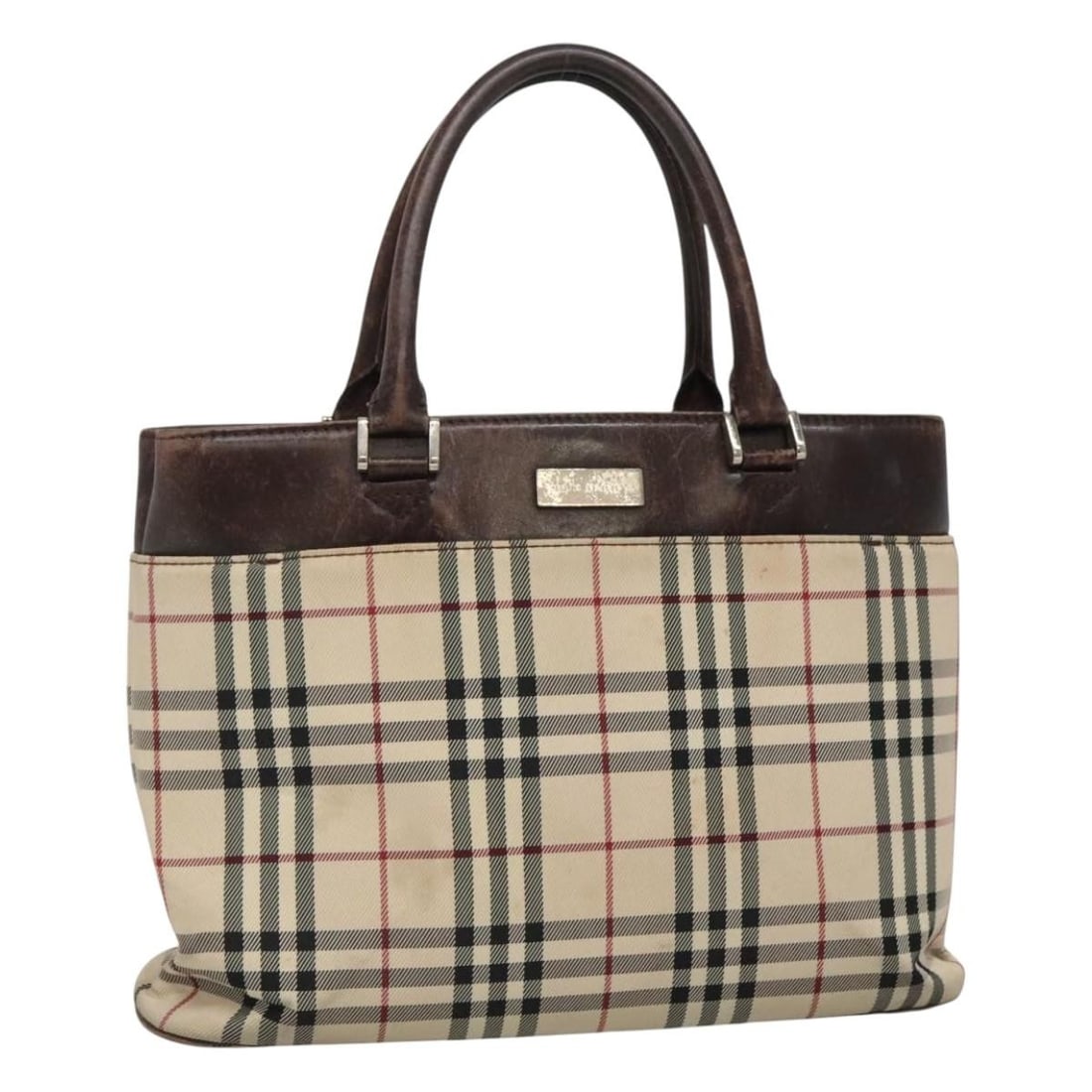 BURBERRY Nova Check Beige Hand Bag Canvas Authentic (1 of 18)