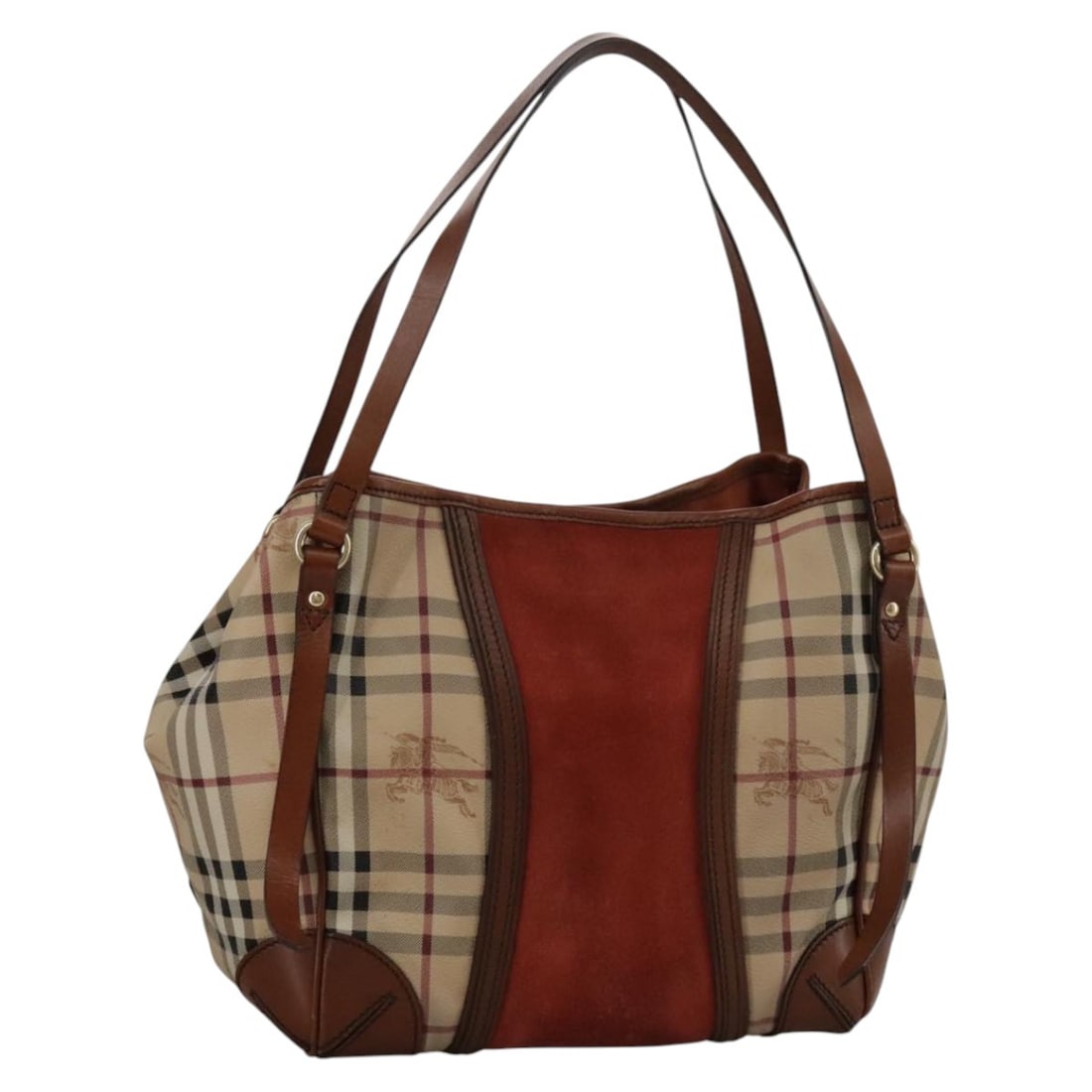 Burberry Nova Check Beige Red PVC Leather Shoulder Bag Made in Italy (1 of 18)