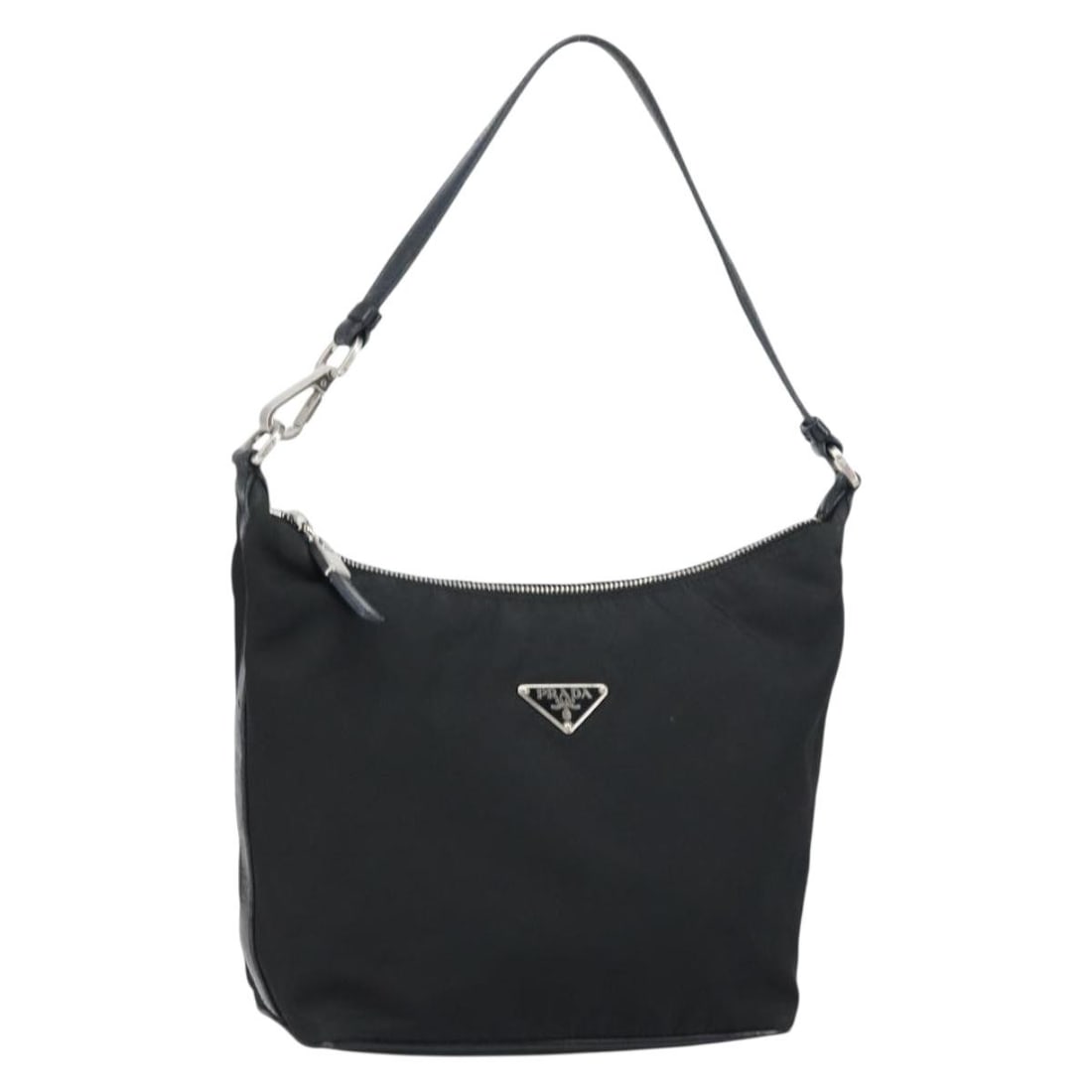 PRADA Black Nylon Shoulder Bag Silver Accents Auth 158819 (1 of 18)