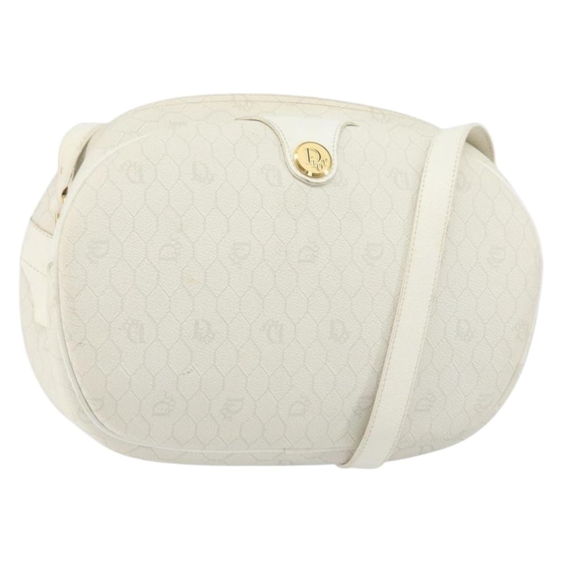 Christian Dior White Gold Honeycomb Canvas Shoulder Bag PVC Auth: Christian Dior White Gold Honeycomb Canvas Shoulder Bag PVC Auth This Christian Dior Honeycomb Canvas Shoulder Bag combines elegance with functionality. Crafted from durable PVC leather, it features a