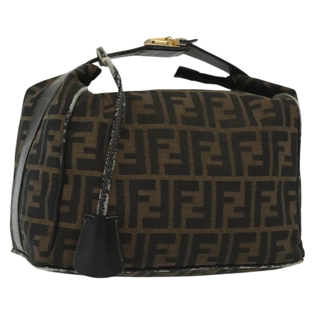 FENDI Zucca Canvas Black Brown Vanity Pouch Made in Italy: FENDI Zucca Canvas Black Brown Vanity Pouch Made in Italy This authentic FENDI Zucca Canvas Vanity Pouch showcases a stylish blend of black and brown hues, making it a versatile accessory for daily us