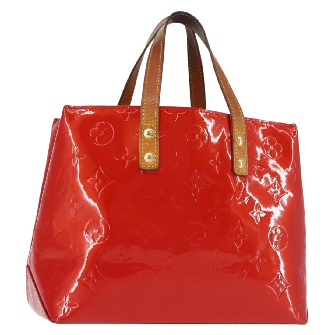 LOUIS VUITTON Monogram Vernis Reade PM Hand Bag Red Patent Leather M91088 (1 of 18)