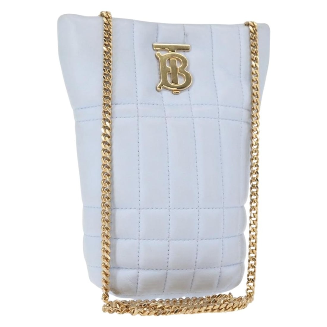 BURBERRY Blue Gold Leather Chain Shoulder Bag Italy Auth 156382: BURBERRY Blue Gold Leather Chain Shoulder Bag Italy Auth 156382 This Burberry Chain Shoulder Bag is a stylish and functional accessory, crafted from high-quality leather in a striking blue and gold co