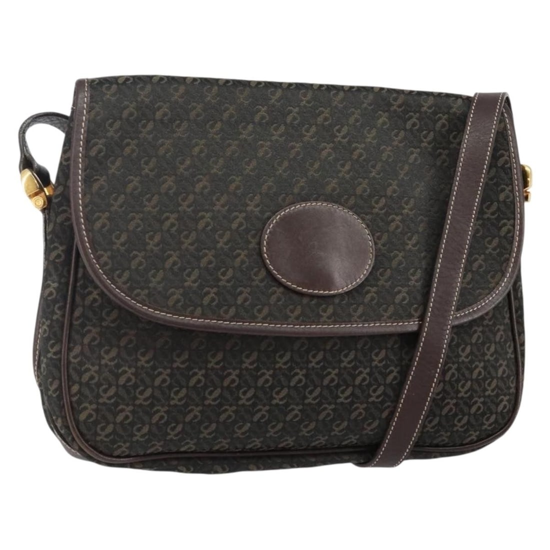 LOEWE Anagram Brown Gold Canvas Shoulder Bag Made in Spain: LOEWE Anagram Brown Gold Canvas Shoulder Bag Made in Spain Introducing the LOEWE Anagram Shoulder Bag, a stylish accessory crafted from high-quality canvas in a sophisticated brown and gold color comb