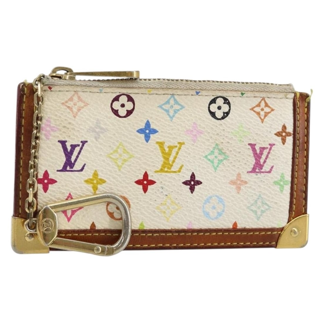 Louis Vuitton M92655 Multicolor Coin Purse White Canvas: Louis Vuitton M92655 Multicolor Coin Purse White Canvas This Louis Vuitton Multicolor Pochette Cles Coin Purse is a stylish accessory crafted from Monogram Multicolor Canvas in a chic white color. Ori