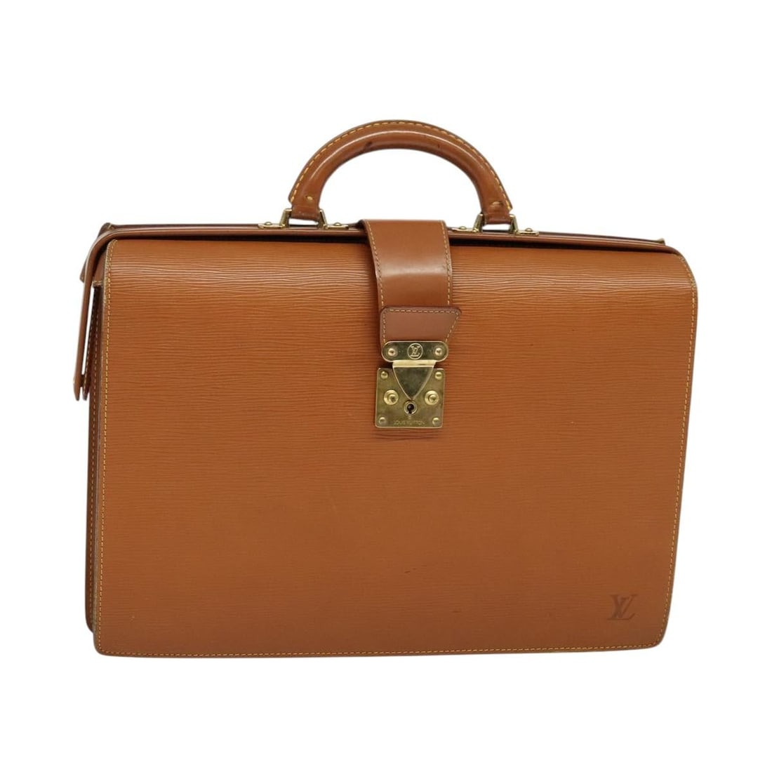 LOUIS VUITTON Epi Serviette Fermoir Business Bag Zipangu Gold M54358 Authentic (1 of 18)