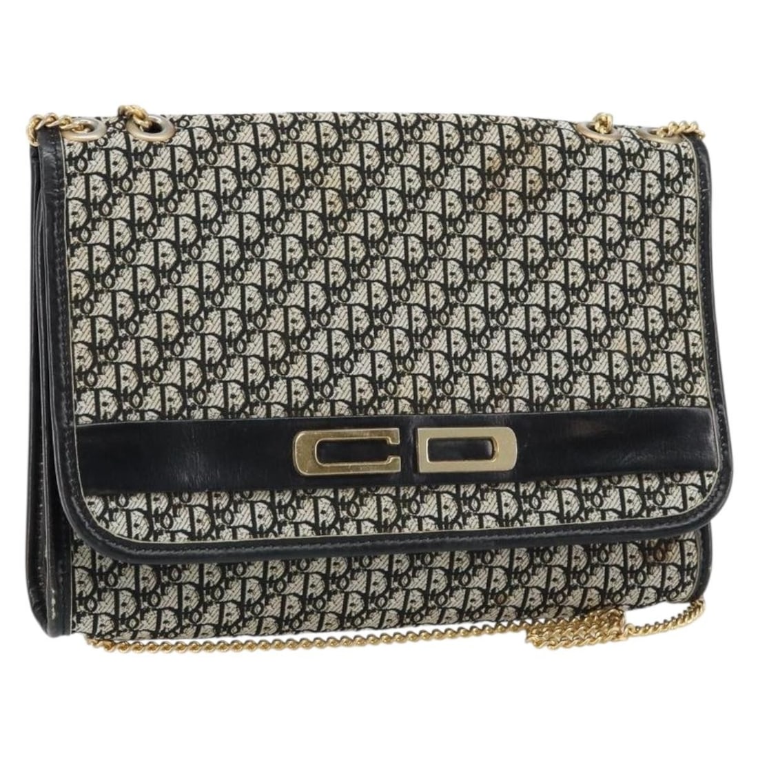 Christian Dior Trotter Canvas Shoulder Bag Black Gold Authentic: Christian Dior Trotter Canvas Shoulder Bag Black Gold Authentic This authentic Christian Dior Trotter Canvas Chain Shoulder Bag is a stylish accessory that embodies luxury and sophistication. Crafted