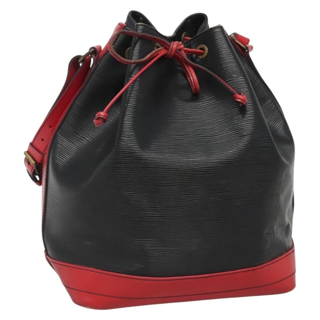 Louis Vuitton Epi Noe Bicolor Shoulder Bag Black Red M44017: Louis Vuitton Epi Noe Bicolor Shoulder Bag Black Red M44017 This stylish Louis Vuitton Epi Noe Shoulder Bag showcases a striking bicolor design in black and red, crafted from durable Epi leather. With
