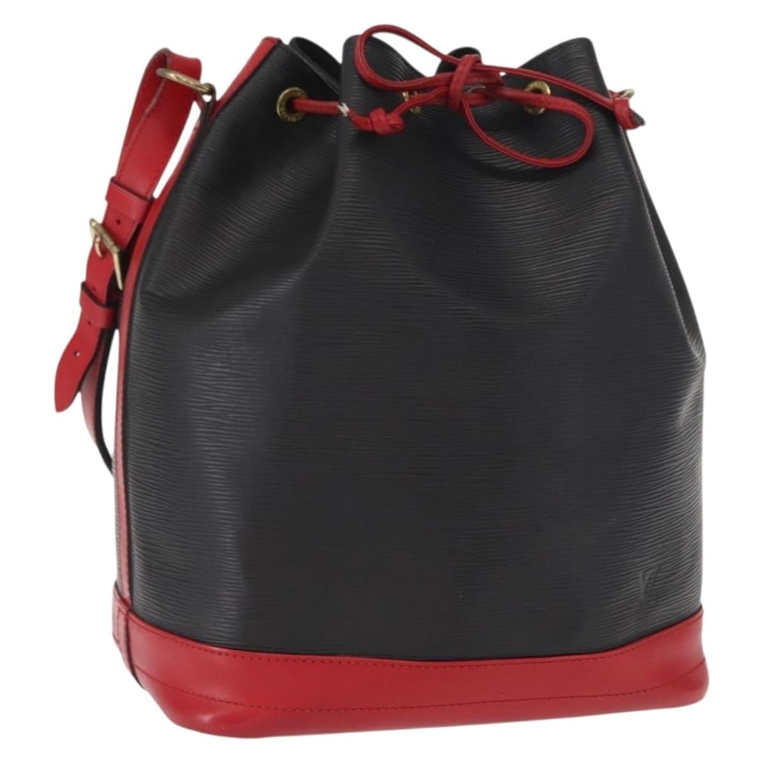 Louis Vuitton Epi Noe Bicolor Black Red M44017 Leather Shoulder Bag: Louis Vuitton Epi Noe Bicolor Black Red M44017 Leather Shoulder Bag This Louis Vuitton Epi Noe shoulder bag features a striking bicolor design in black and red Epi leather. Designed with a spacious in