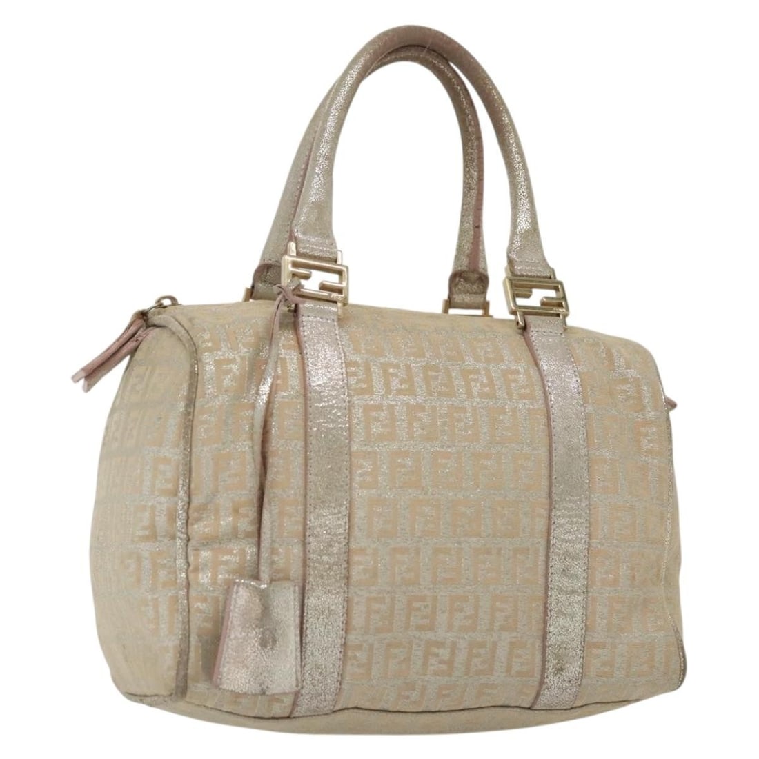 FENDI Zucchino Canvas Hand Bag Silver Gold Made in Italy: FENDI Zucchino Canvas Hand Bag Silver Gold Made in Italy This authentic Fendi Zucchino Canvas Hand Bag combines luxury with practicality. Crafted from durable Zucchino canvas, it features a striking s