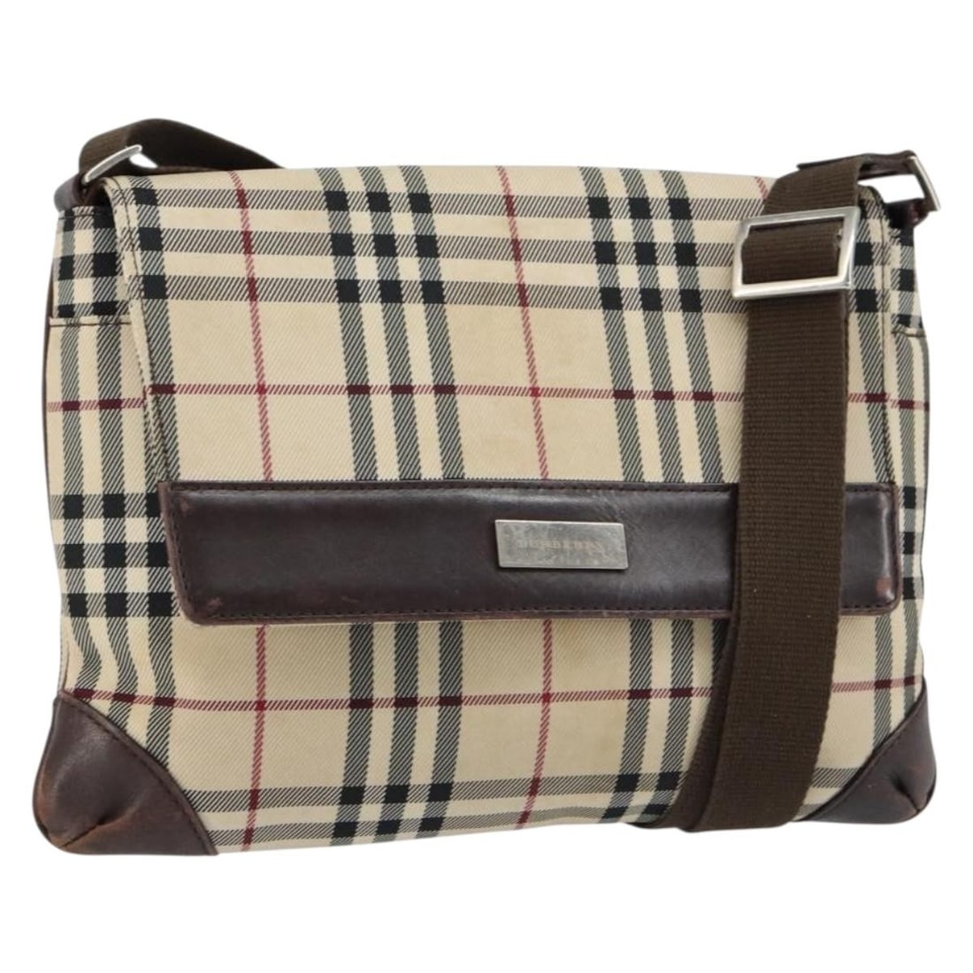 BURBERRY Nova Check Beige Silver Nylon Shoulder Bag Auth: BURBERRY Nova Check Beige Silver Nylon Shoulder Bag Auth This Burberry Nova Check Shoulder Bag is a stylish accessory crafted from durable nylon in a chic beige and silver color combination. Measuring