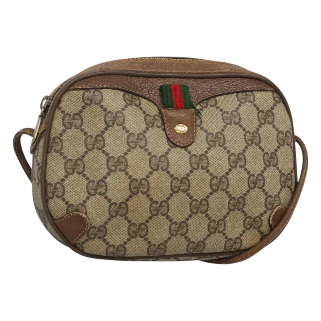 GUCCI GG Supreme Sherry Line Shoulder Bag Beige Gold PVC 89 02 066 Auth: GUCCI GG Supreme Sherry Line Shoulder Bag Beige Gold PVC 89 02 066 Auth This authentic GUCCI GG Supreme Web Sherry Line Bag combines elegance with practicality. Crafted from durable PVC leather in a s