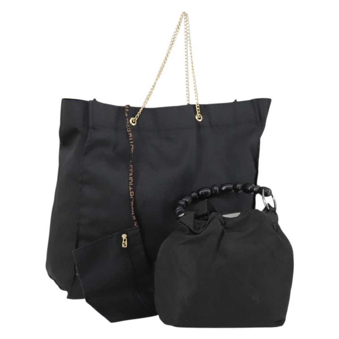 Christian Dior Fendi Black Nylon Hand Bag 2 Piece Set with Aftermarket Chain: Christian Dior Fendi Black Nylon Hand Bag 2 Piece Set with Aftermarket Chain This authentic Christian Dior hand bag set, featuring a stylish nylon exterior in classic black, is perfect for fashion ent