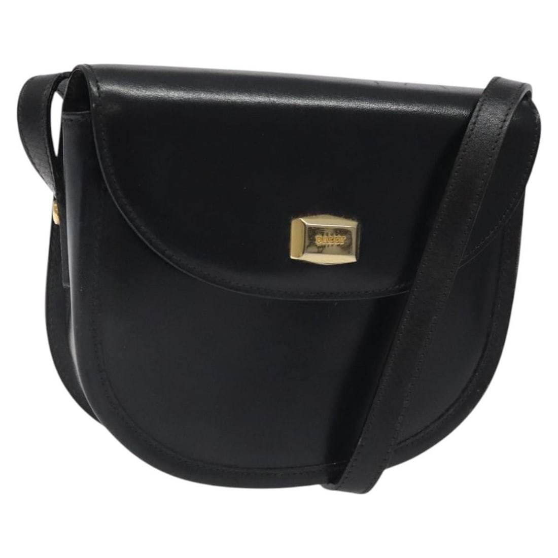 BALLY Black Gold Leather Shoulder Bag Made in Italy (1 of 18)