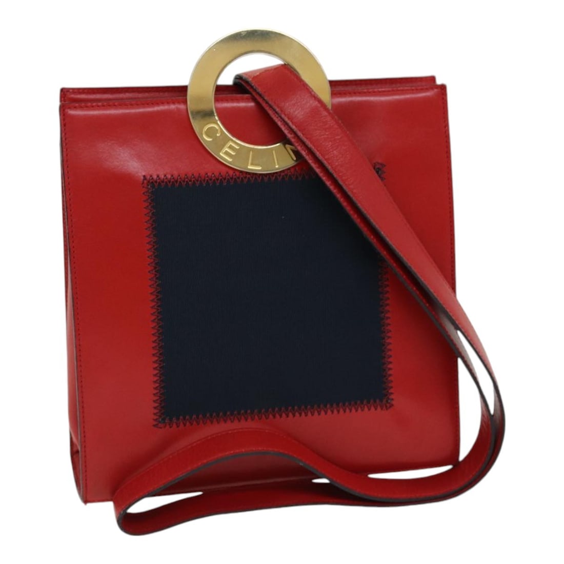 CELINE Red Leather Shoulder Bag Made in Italy Auth 84936: CELINE Red Leather Shoulder Bag Made in Italy Auth 84936 This authentic CELINE shoulder bag combines luxury with utility, featuring a striking red leather exterior that exudes sophistication. Measurin