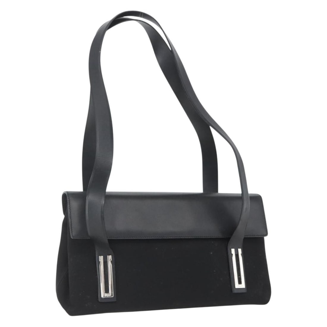 Salvatore Ferragamo Black Silver Canvas Shoulder Bag Auth 157119: Salvatore Ferragamo Black Silver Canvas Shoulder Bag Auth 157119 Discover the elegance of this Salvatore Ferragamo Shoulder Bag, crafted from durable black canvas with striking silver accents. This st