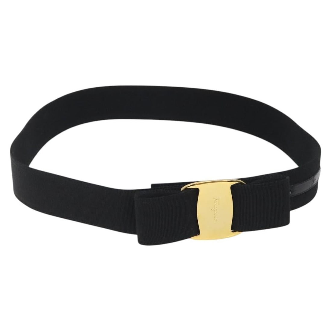Salvatore Ferragamo Vala Canvas Belt 37.4in Black Authentic (1 of 11)