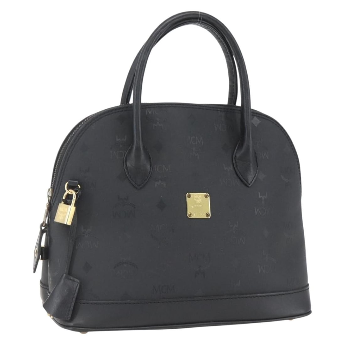 Black PVC MCM Vicetos Logogram Handbag with Gold Accents and Accessories (1 of 18)