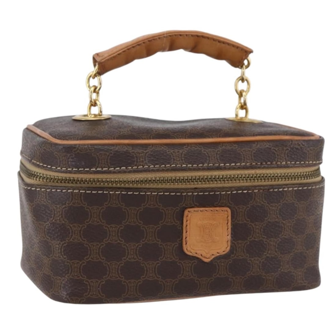 CELINE Macadam Canvas Pouch Brown Gold PVC Leather Italy (1 of 18)