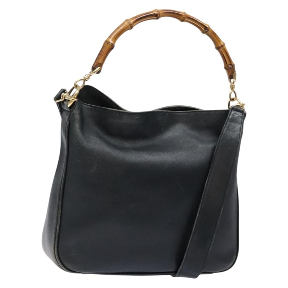 GUCCI Bamboo Leather Hand Bag Black Gold 001 3444 1638 Auth: GUCCI Bamboo Leather Hand Bag Black Gold 001 3444 1638 Auth Introducing the GUCCI Bamboo Hand Bag, a stunning accessory crafted from high-quality leather. This elegant hand bag features a sophisticate