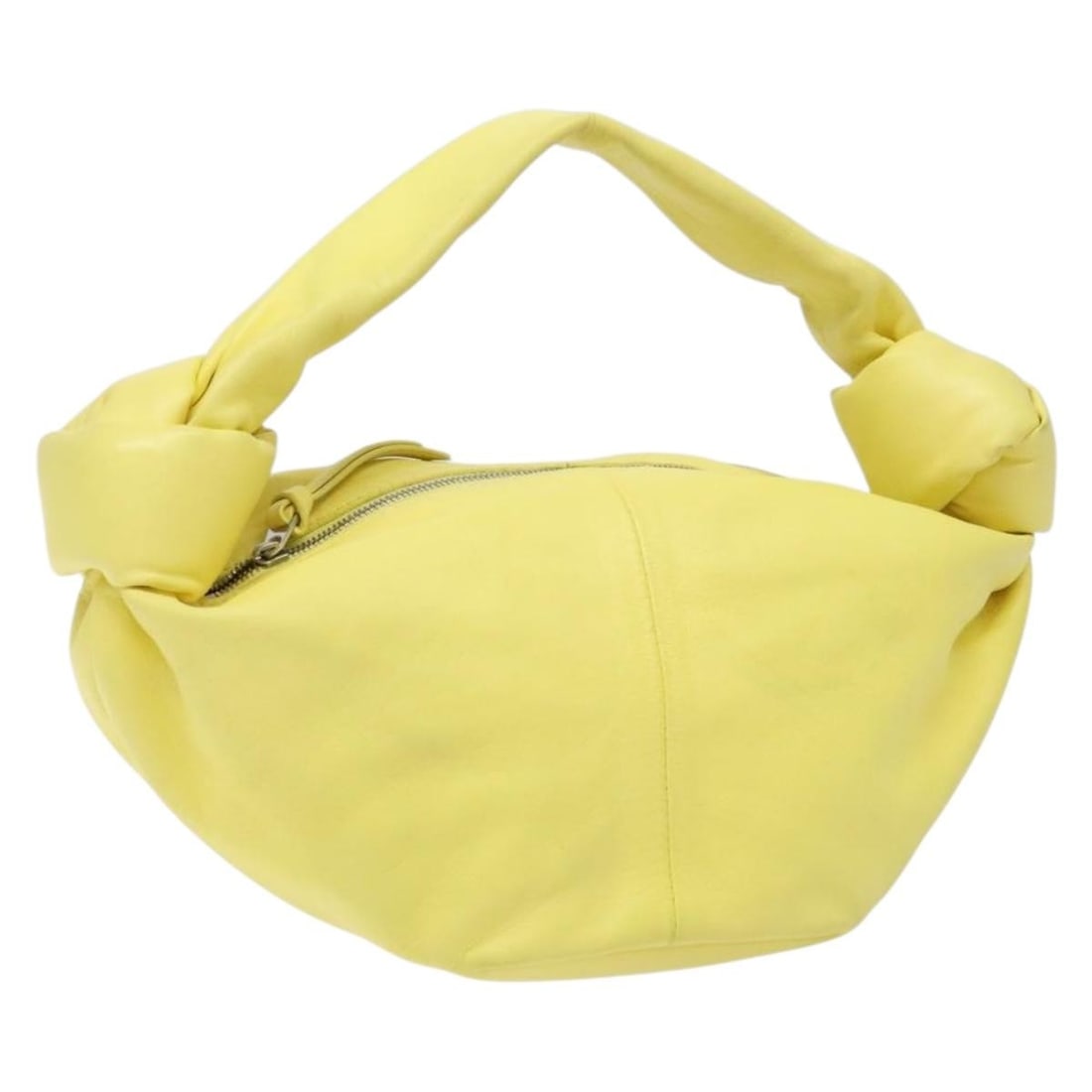 Bottega Veneta Yellow Leather Hand Bag with Auth BA4777: Bottega Veneta Yellow Leather Hand Bag with Auth BA4777 This authentic Bottega Veneta hand bag showcases a vibrant yellow leather exterior, crafted in Italy. With approximate dimensions of 11.8 inches
