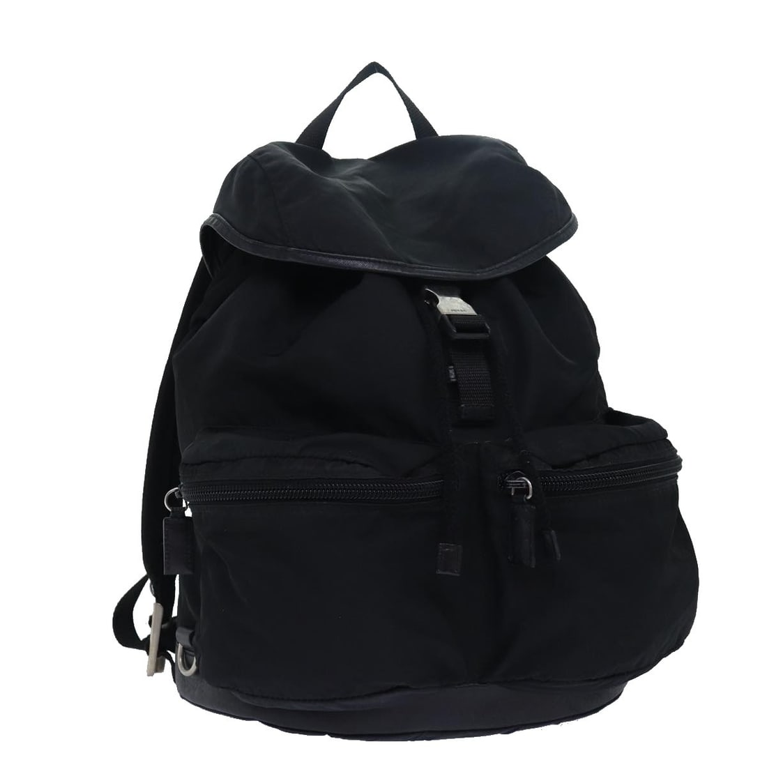 PRADA Black Nylon Backpack Made in Italy Authenticated: PRADA Black Nylon Backpack Made in Italy Authenticated This authentic PRADA backpack is crafted from durable nylon and comes in a sleek black color. Measuring approximately 14.6 inches in height, 11.4