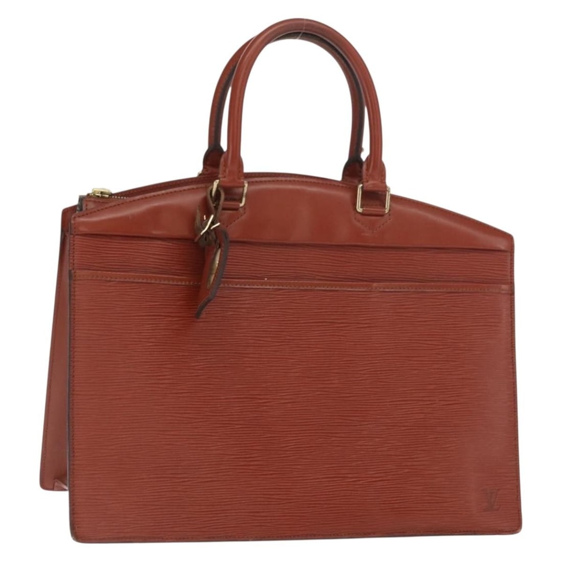 Brown Epi Leather Riviera Handbag by Louis Vuitton M48183 France: Brown Epi Leather Riviera Handbag by Louis Vuitton M48183 France This is a Louis Vuitton Epi Riviera handbag crafted from Epi leather in brown. The bag features a structured silhouette with dual top h