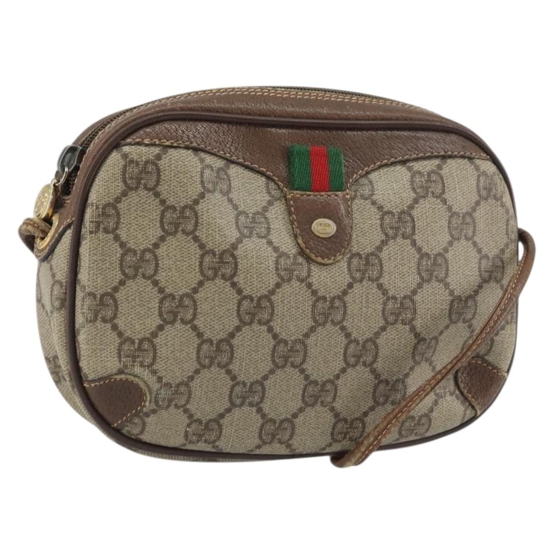 GUCCI GG Supreme Sherry Line Shoulder Bag Beige Gold PVC 156 02 066 Auth: GUCCI GG Supreme Sherry Line Shoulder Bag Beige Gold PVC 156 02 066 Auth This GUCCI GG Supreme Web Sherry Line Shoulder Bag is a stylish accessory crafted from durable PVC leather, featuring a classic