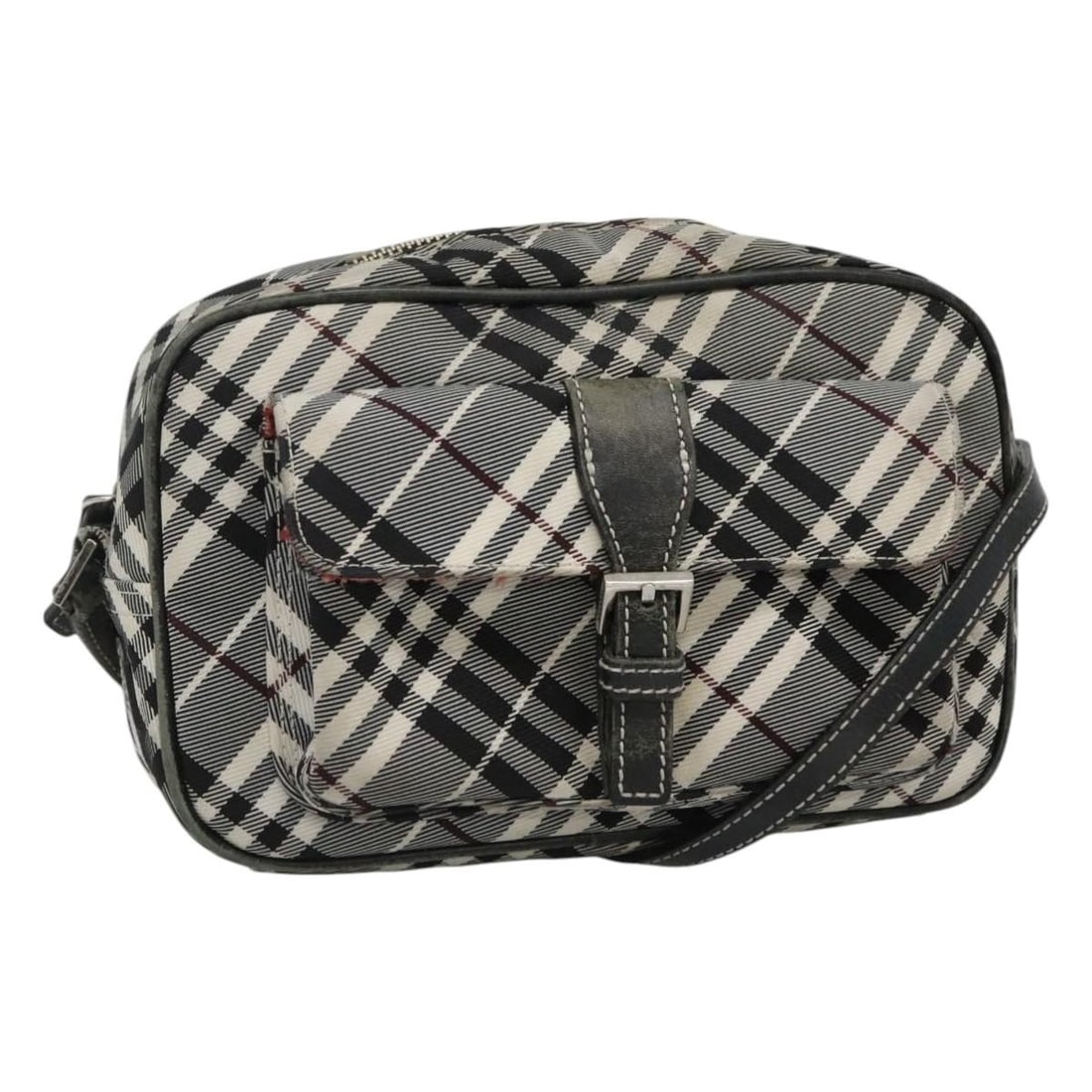 BURBERRY Nova Check Black Nylon Shoulder Bag Authentic Japan: BURBERRY Nova Check Black Nylon Shoulder Bag Authentic Japan This Burberry Nova Check Blue Label Shoulder Bag is a stylish accessory crafted from durable nylon in a classic black color. Measuring appr