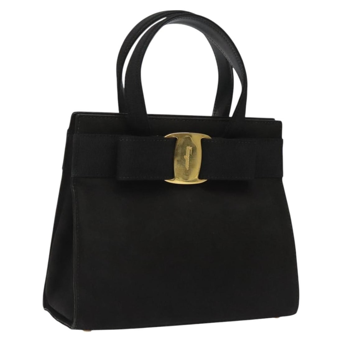 Salvatore Ferragamo Vala Black Suede Hand Bag Auth BA214178 (1 of 18)