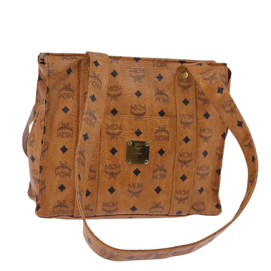 MCM Logogram Vicetos Tote Bag PVC Leather Brown Gold Made in Germany (1 of 18)