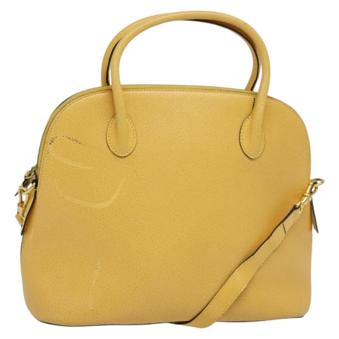 CELINE Leather Hand Bag Yellow Gold 2way Made in Italy: CELINE Leather Hand Bag Yellow Gold 2way Made in Italy This authentic CELINE Hand Bag is a stylish accessory crafted from high-quality leather, featuring a striking yellow and gold exterior. The bag m