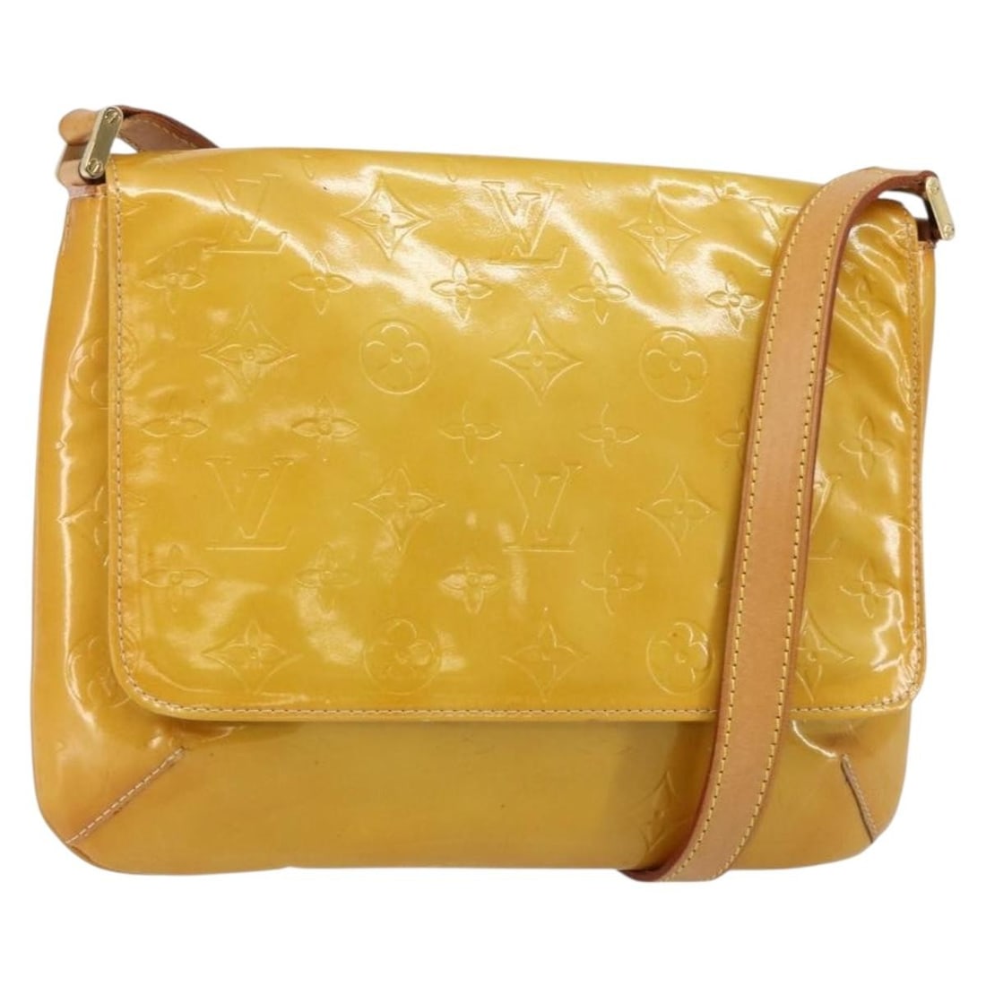 LOUIS VUITTON Monogram Vernis Thompson Street Bag Beige M91301 Auth Spain: LOUIS VUITTON Monogram Vernis Thompson Street Bag Beige M91301 Auth Spain Introducing the LOUIS VUITTON Monogram Vernis Thompson Street Bag in a sophisticated beige patent leather. This stylish should