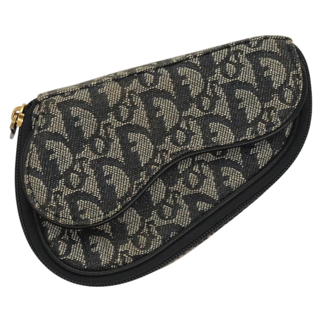 Christian Dior Trotter Canvas Navy Gold Pouch Auth 120854: Christian Dior Trotter Canvas Navy Gold Pouch Auth 120854 This Christian Dior Trotter Canvas Saddle Pouch is a stylish accessory that showcases the brand's luxurious craftsmanship. Made in France, it
