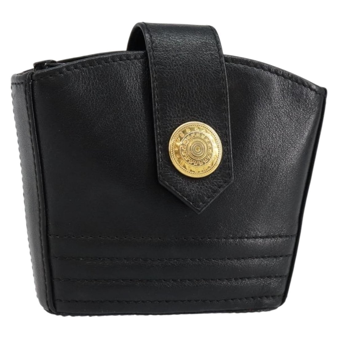 SAINT LAURENT Black Leather Coin Purse Made in France: SAINT LAURENT Black Leather Coin Purse Made in France This authentic SAINT LAURENT coin purse is crafted from high-quality black leather, showcasing the brand's renowned craftsmanship. With approximat
