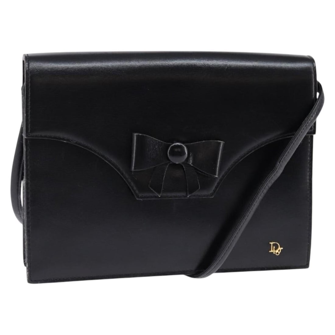Christian Dior Black Gold Leather Shoulder Bag Auth BA6450: Christian Dior Black Gold Leather Shoulder Bag Auth BA6450 This authentic Christian Dior shoulder bag offers a sophisticated blend of style and practicality. Crafted in France, this bag features a lux