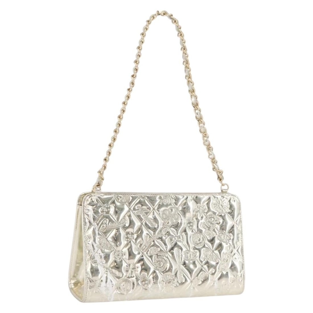 Chanel Gold Patent Leather Matelasse Shoulder Bag with CC Logo (1 of 18)