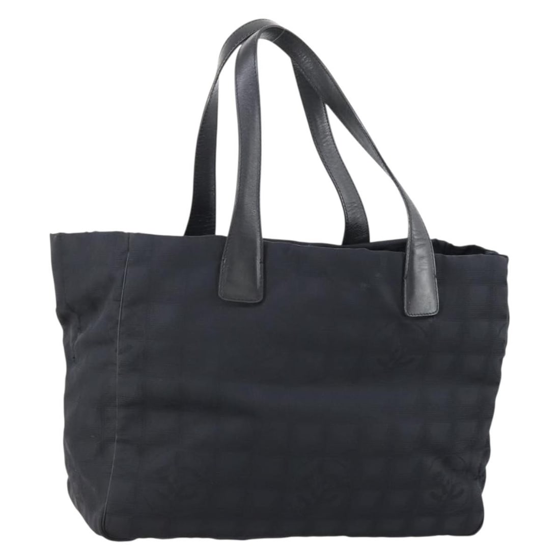 Chanel New Travel Line Black Nylon Tote Bag with Gold CC Logo: Chanel New Travel Line Black Nylon Tote Bag with Gold CC Logo This CHANEL New Travel Line tote bag is crafted from black nylon with gold accents. Designed for practical use, it offers ample space and