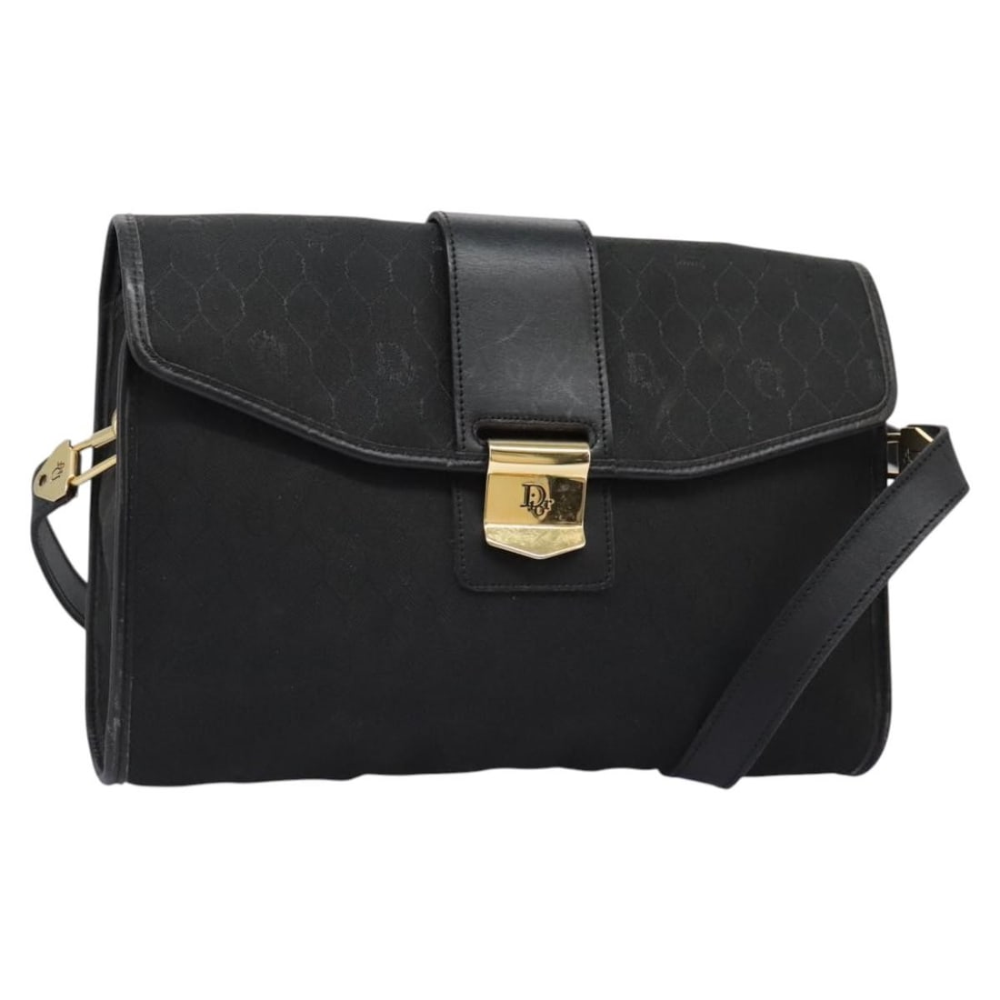Christian Dior Black Gold Honeycomb Canvas Shoulder Bag Auth: Christian Dior Black Gold Honeycomb Canvas Shoulder Bag Auth Elevate your accessory collection with this Christian Dior Honeycomb Canvas Shoulder Bag, a perfect blend of style and functionality. Craft