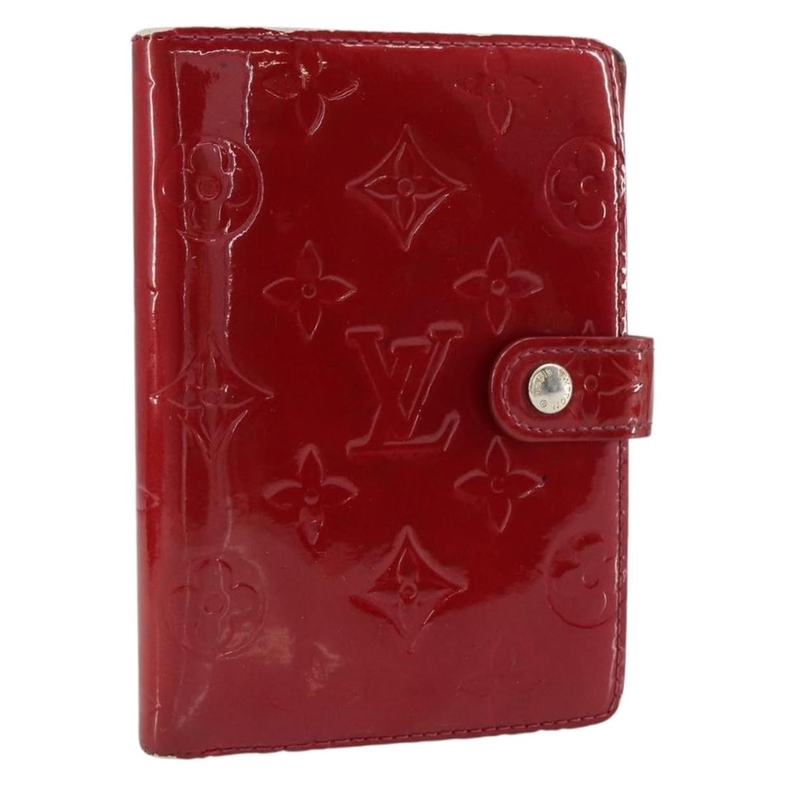 LOUIS VUITTON Monogram Vernis Red Day Planner Cover R21016 Auth: LOUIS VUITTON Monogram Vernis Red Day Planner Cover R21016 Auth This LOUIS VUITTON Monogram Vernis Agenda PM Day Planner Cover in striking red is a stylish and functional accessory for organizing your