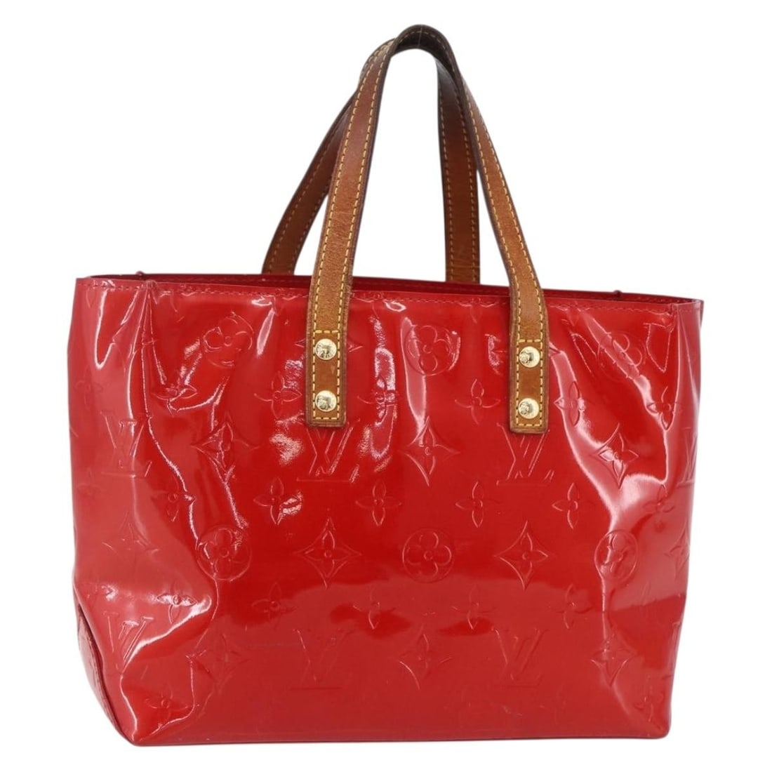 LOUIS VUITTON Monogram Vernis Reade PM Red Hand Bag M91088 Auth (1 of 18)