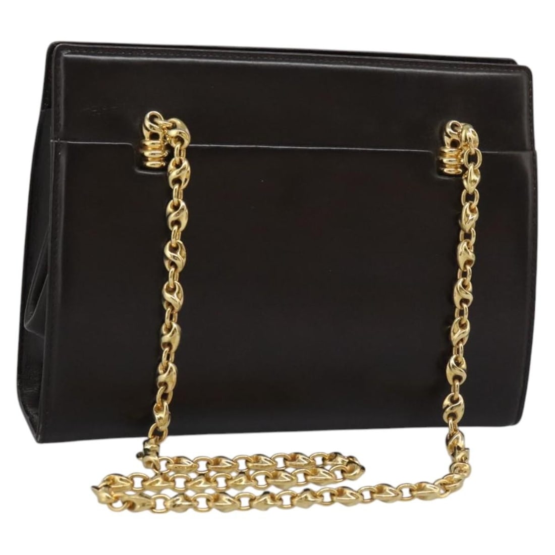 GUCCI Brown Gold Leather Chain Shoulder Bag Made in Italy: GUCCI Brown Gold Leather Chain Shoulder Bag Made in Italy This exquisite GUCCI Chain Shoulder Bag is crafted in Italy from high-quality leather, featuring a sophisticated brown and gold color palette.