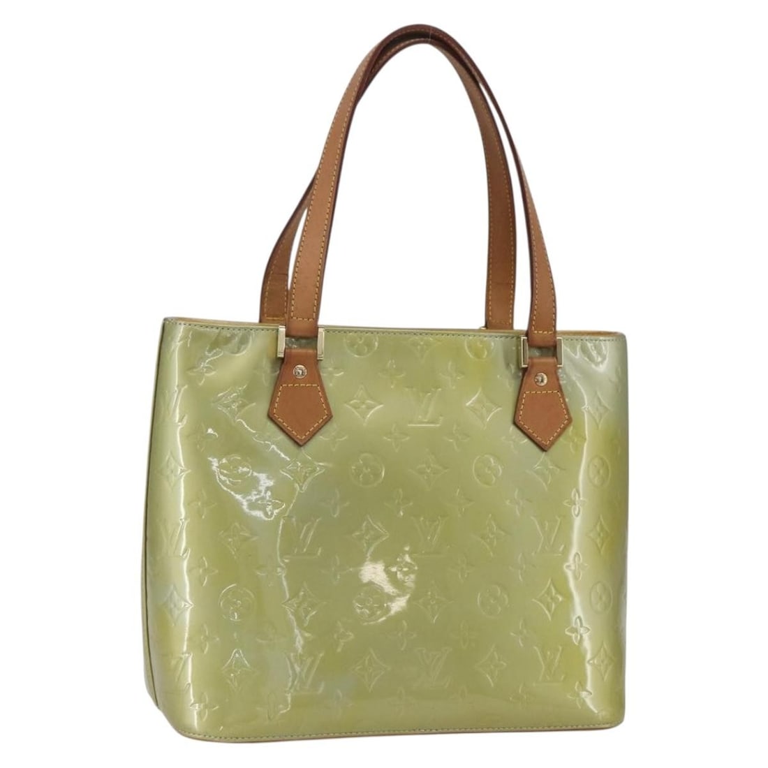 Louis Vuitton Houston Gris Monogram Vernis Patent Leather Handbag M91053: Louis Vuitton Houston Gris Monogram Vernis Patent Leather Handbag M91053 This Louis Vuitton Monogram Vernis Houston hand bag in Gris features a patent leather exterior. The bag is made in France and o