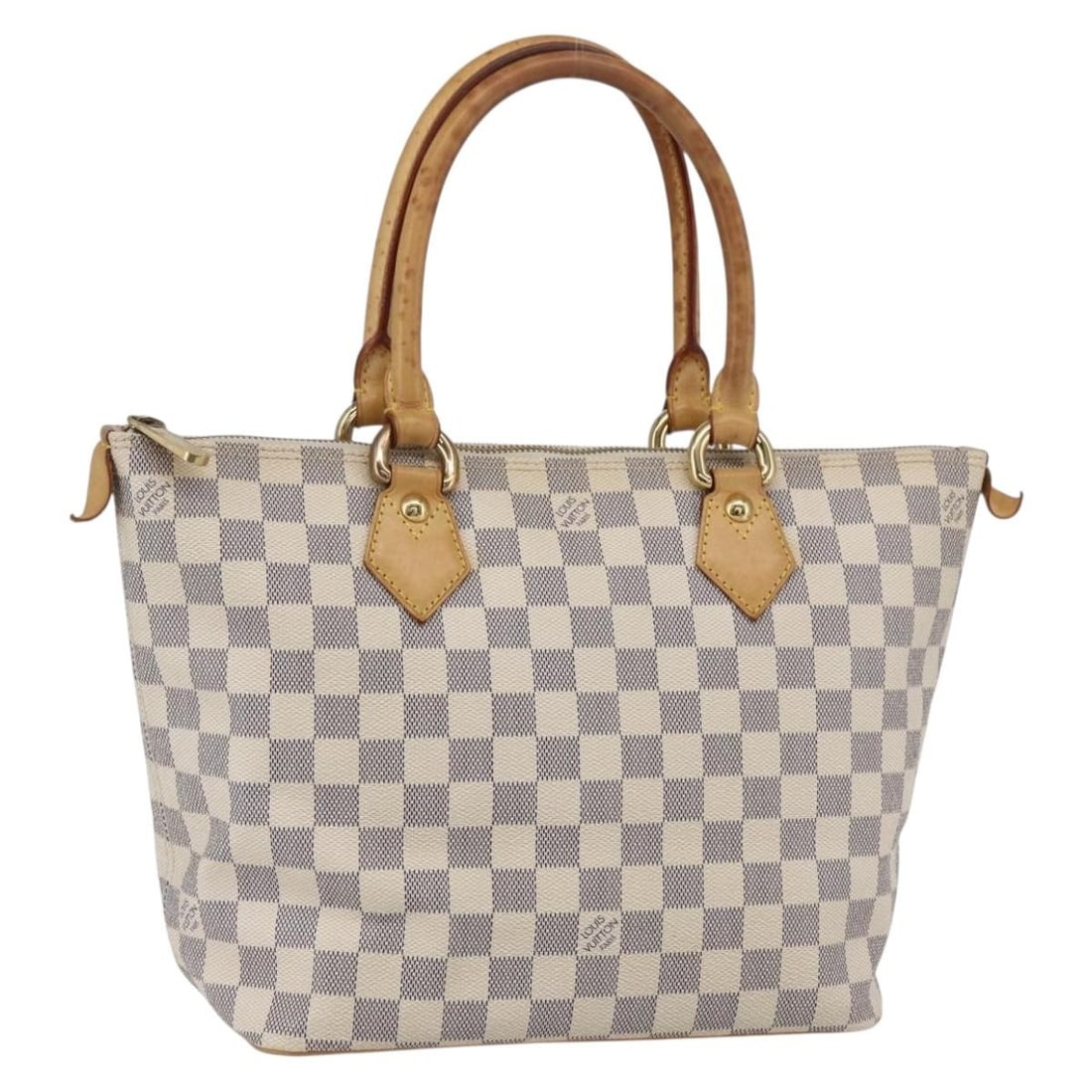 LOUIS VUITTON Damier Azur Saleya PM Tote Bag N51186 Auth France: LOUIS VUITTON Damier Azur Saleya PM Tote Bag N51186 Auth France This authentic LOUIS VUITTON Damier Azur Saleya PM Tote Bag is a stylish accessory crafted from Damier Azur Canvas, showcasing the signa