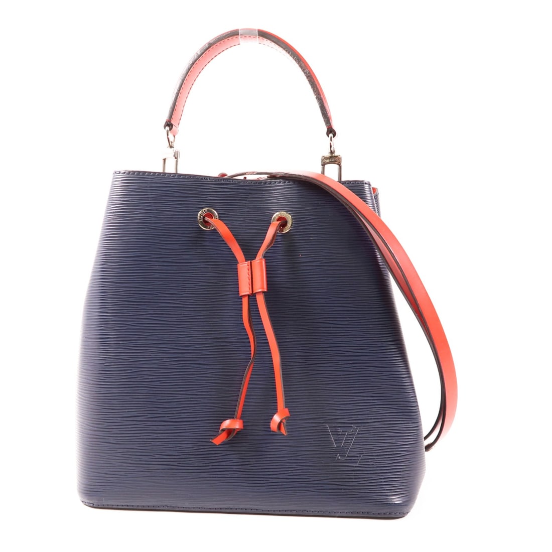 LOUIS VUITTON NeoNoe MM 2 Way Shoulder Bag Calfskin Navy: LOUIS VUITTON NeoNoe MM 2 Way Shoulder Bag Calfskin Navy Elevate your style with the LOUIS VUITTON NeoNoe MM 2 Way Shoulder Bag. Crafted from premium calfskin (cowhide) in a stunning navy color, this