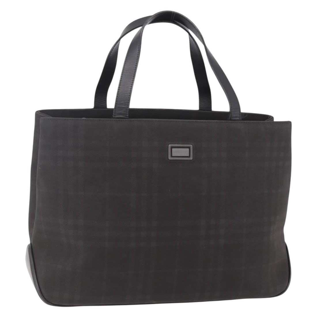 BURBERRY Nova Check PVC Hand Bag Brown Silver with Shoulder Strap: BURBERRY Nova Check PVC Hand Bag Brown Silver with Shoulder Strap This Burberry Nova Check Hand Bag exudes elegance with its distinctive brown and silver PVC leather exterior. Crafted in Italy, this s