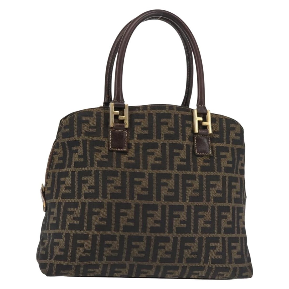 FENDI Zucca Canvas Hand Bag Brown Black Gold Made in Italy: FENDI Zucca Canvas Hand Bag Brown Black Gold Made in Italy This Fendi Zucca Canvas Hand Bag combines elegance with practicality, showcasing a striking combination of brown, black, and gold hues. It fe