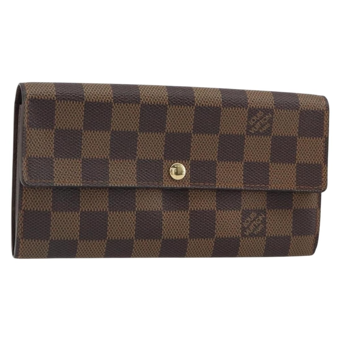Louis Vuitton Sarah Long Wallet Damier Ebene Canvas N60491 with Dust Bag: Louis Vuitton Sarah Long Wallet Damier Ebene Canvas N60491 with Dust Bag This is a Louis Vuitton Sarah long wallet crafted from Damier Ebene canvas. The wallet features a button clasp closure and is d